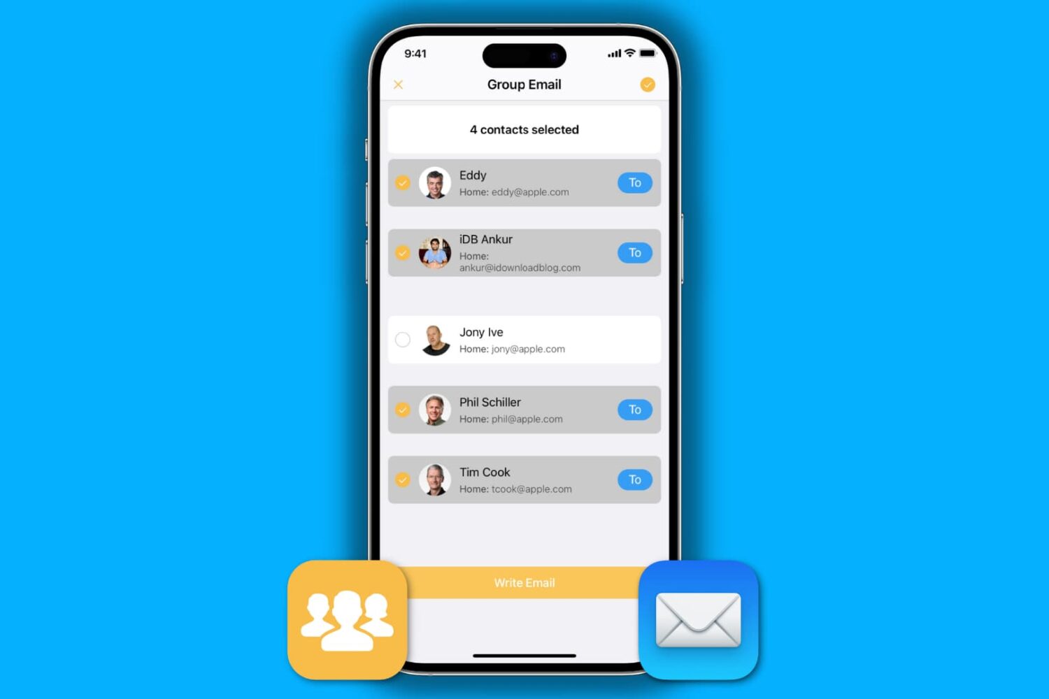 Send group email from iPhone