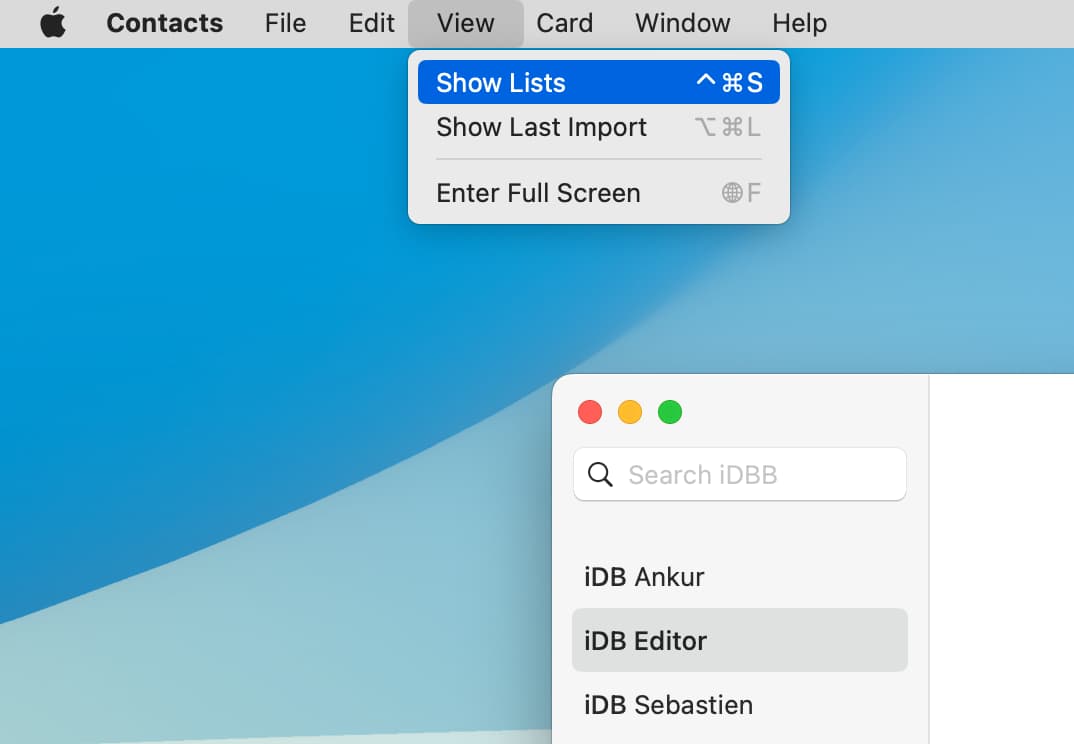 Show Lists in Mac Contacts app