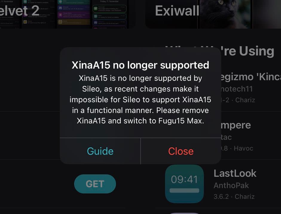 XinaA15 no longer supported by Sileo.