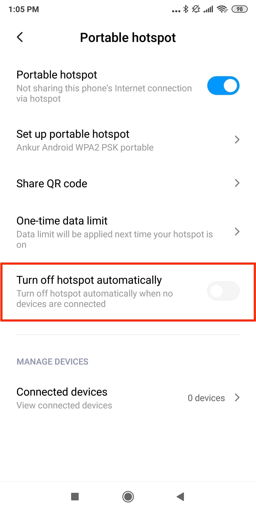Stop Android phone from turning off hotspot automatically