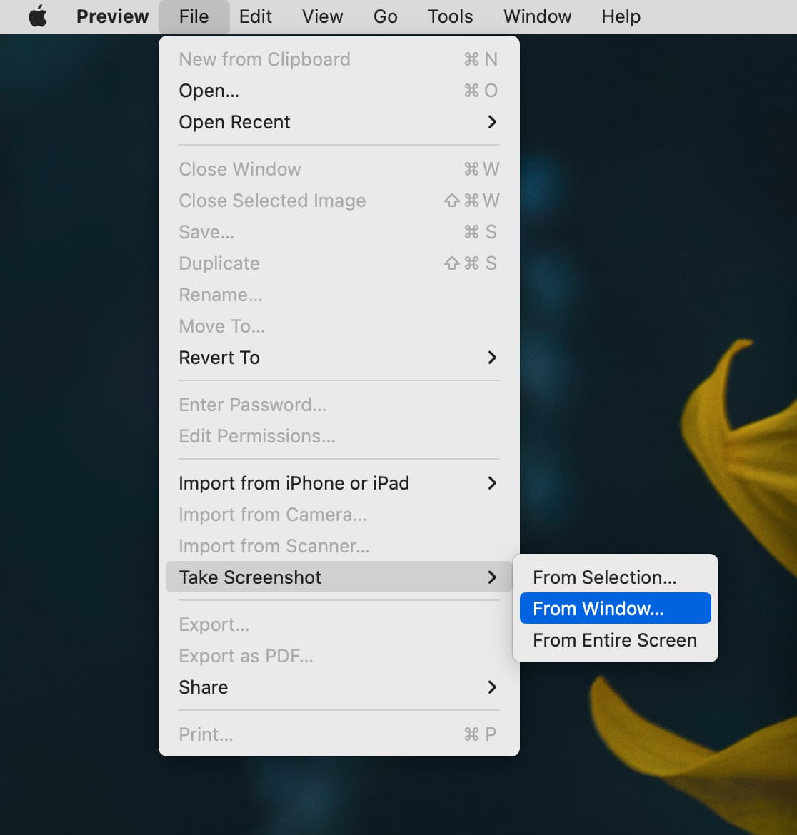 Take Screenshot using Preview on Mac