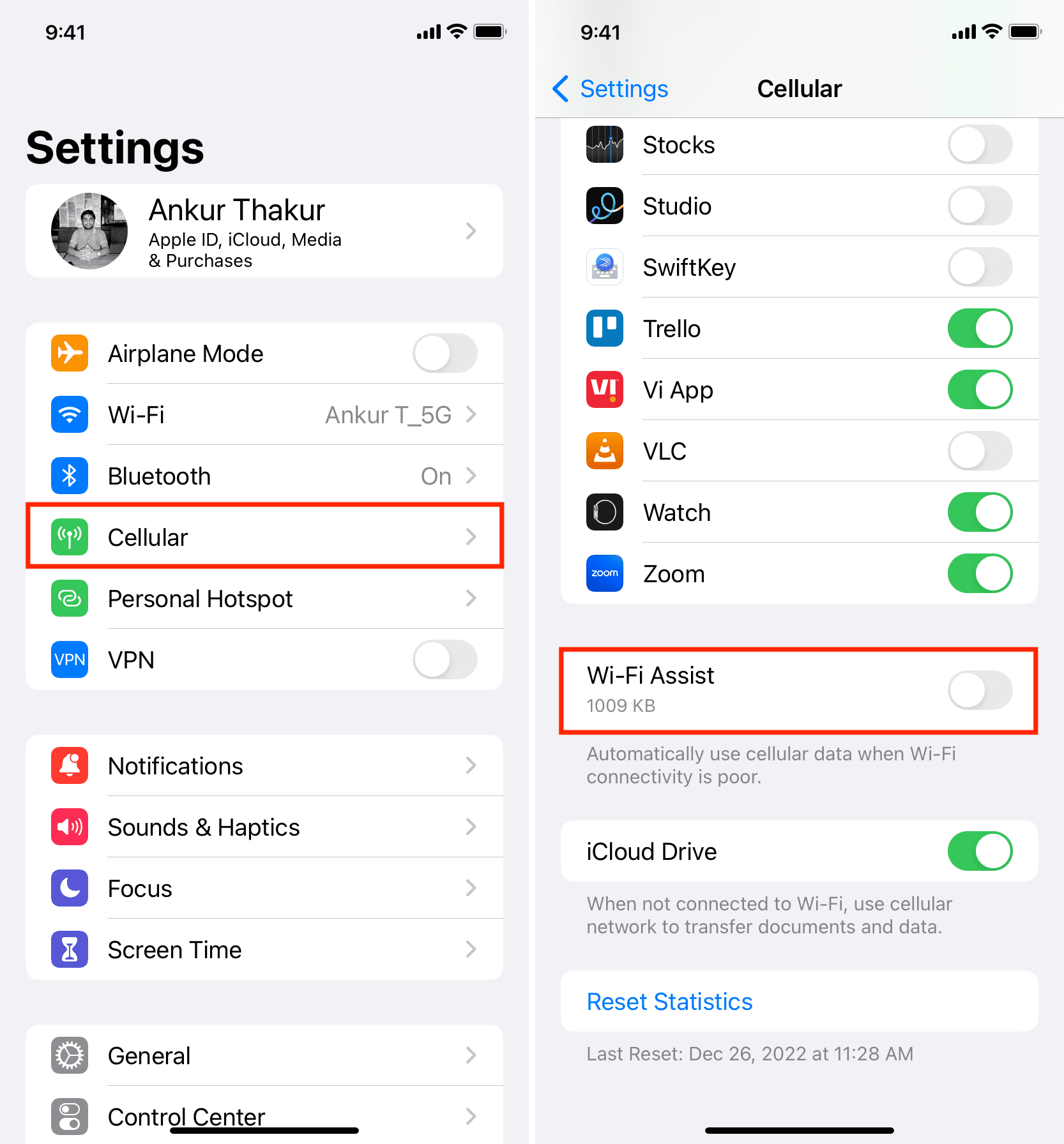 Turn off Wi-Fi Assist on iPhone to stop it from switching from Wi-Fi to cellular data