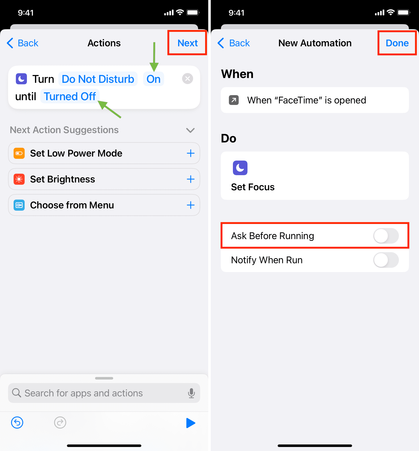 Turn on DND automatically when you open FaceTime on iPhone