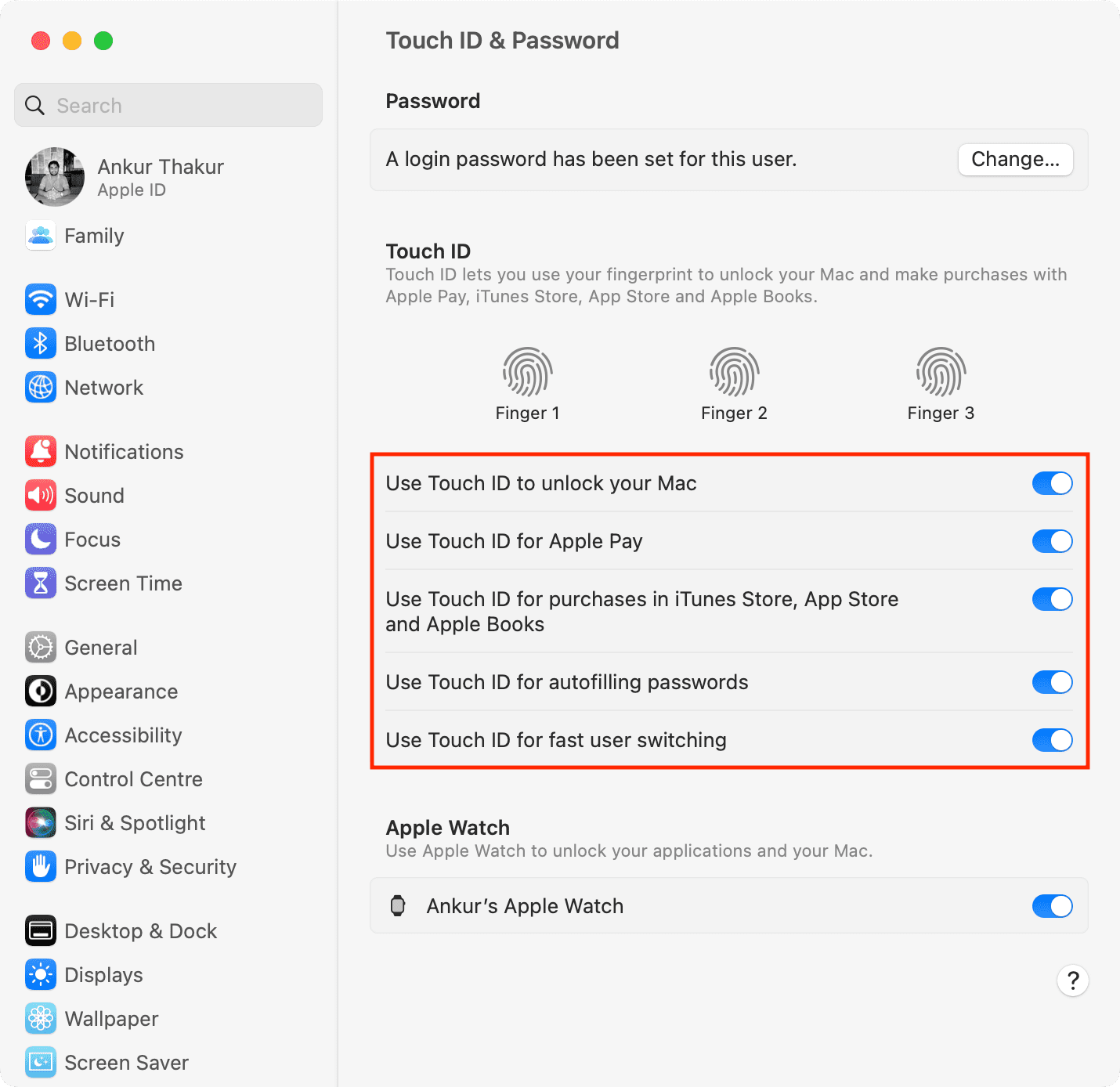 Use Touch ID for tasks on Mac