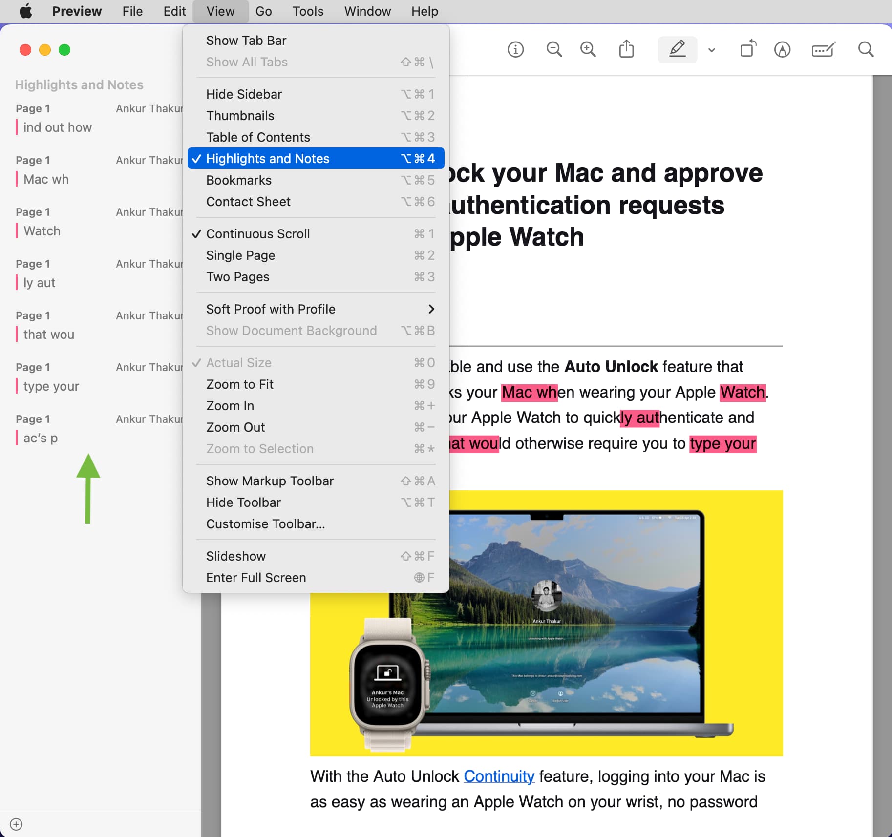 View PDF Highlights and Notes in Preview on Mac