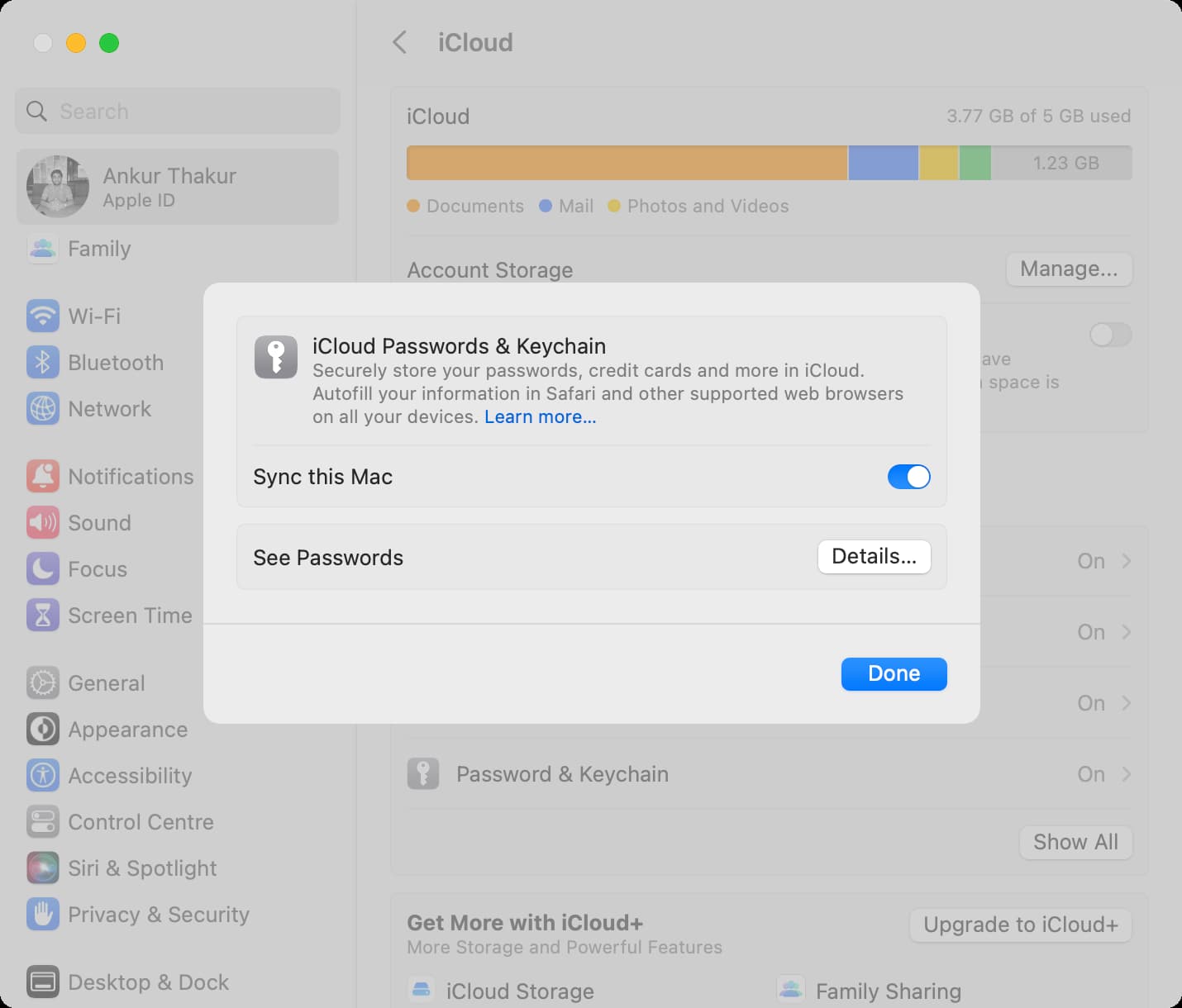 iCloud Passwords and Keychain sync on Mac