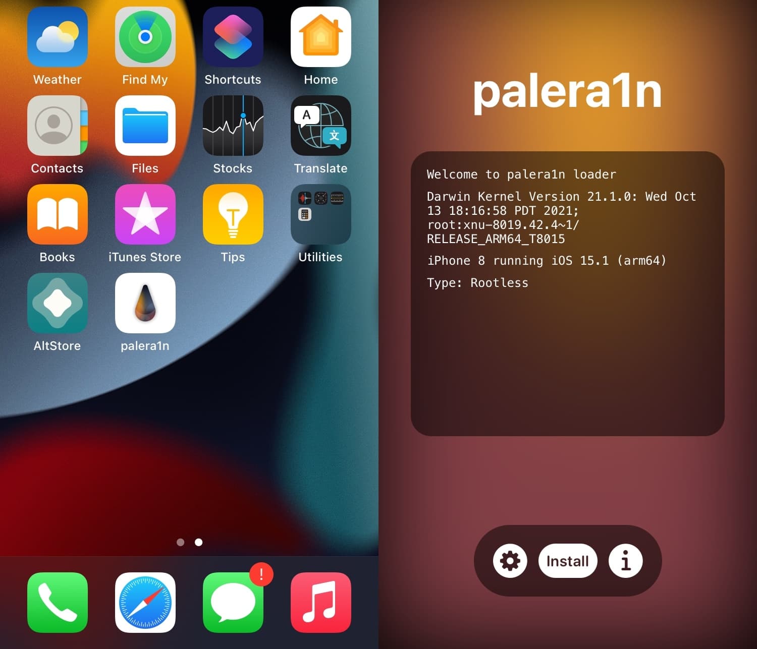 palera1n-c jailbreak removed from device.