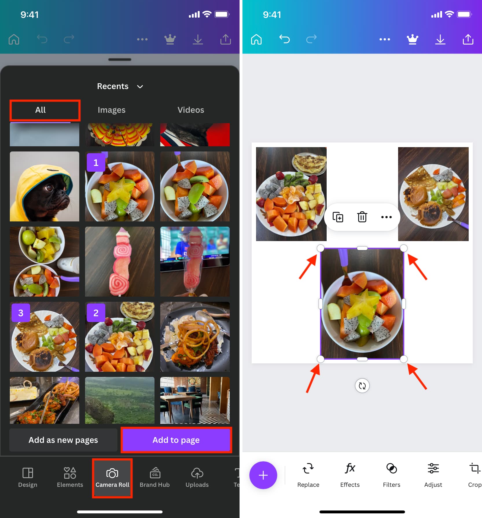 Add photos and edit your design in Canva on iPhone