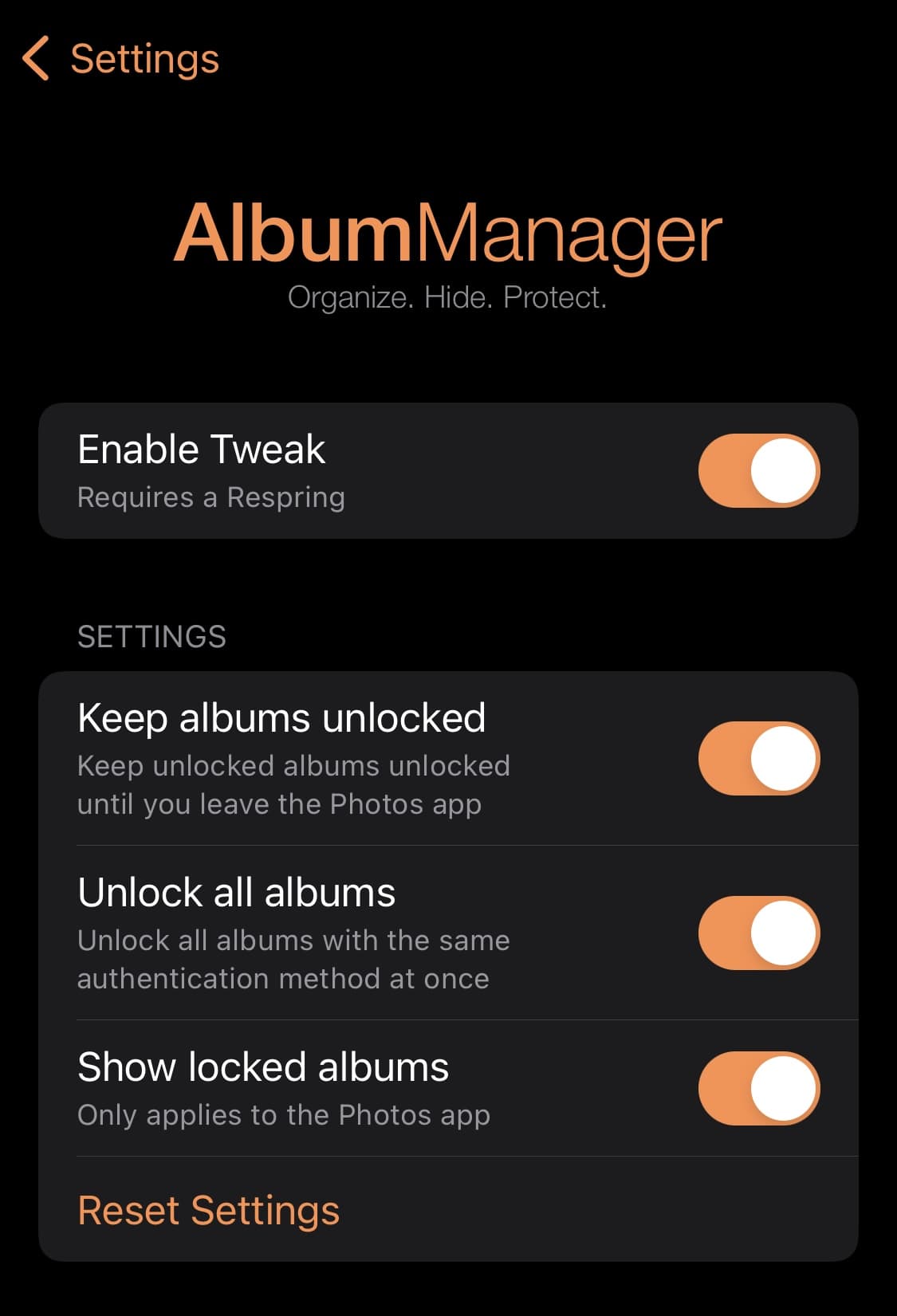 AlbumManager options to configure.