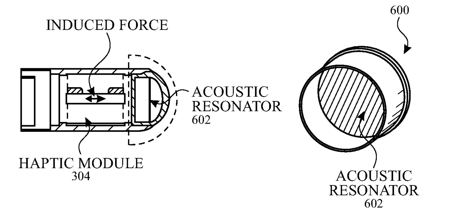 Patent drawing showing a closeup of an acoustic resonator within an Apple Pencil cap