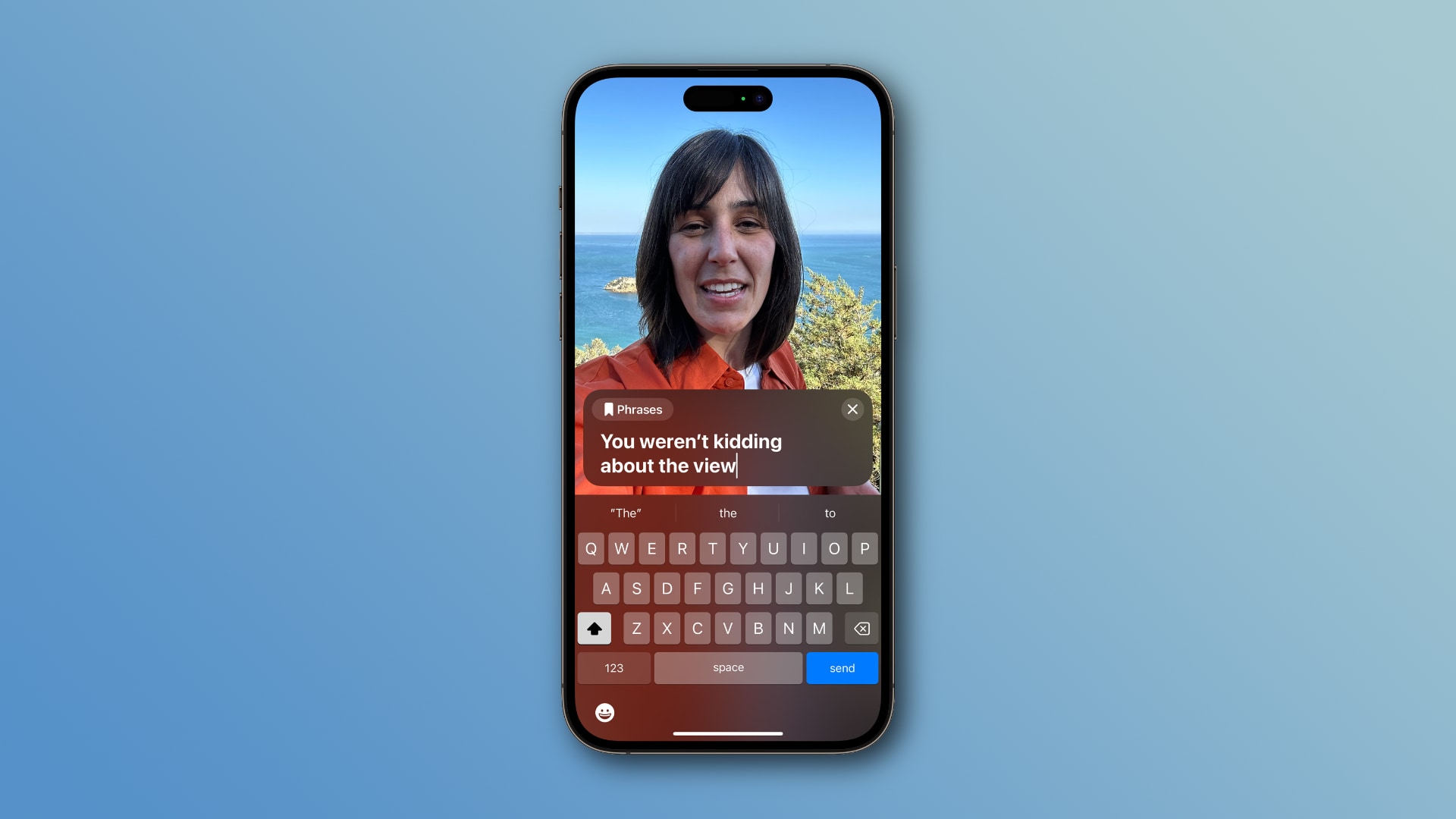 Apple's Live Speech accessibility feature shown in action during a FaceTime call on iPhone