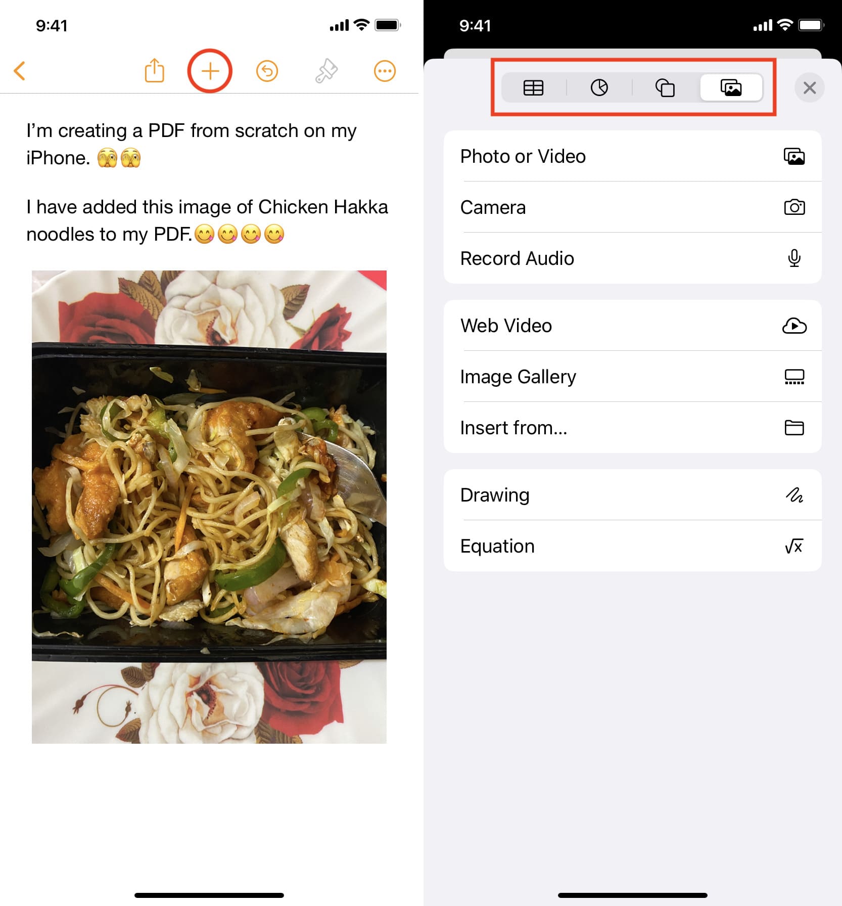 Enter text, images and other things to PDF on iPhone