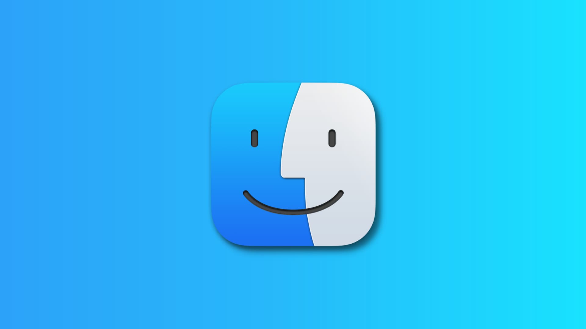 Mac's Finder icon on a blue background