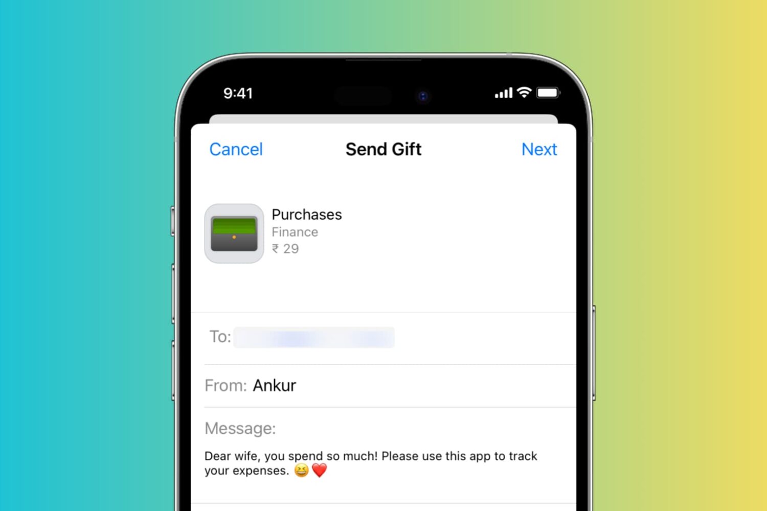 Gifting an app from iPhone