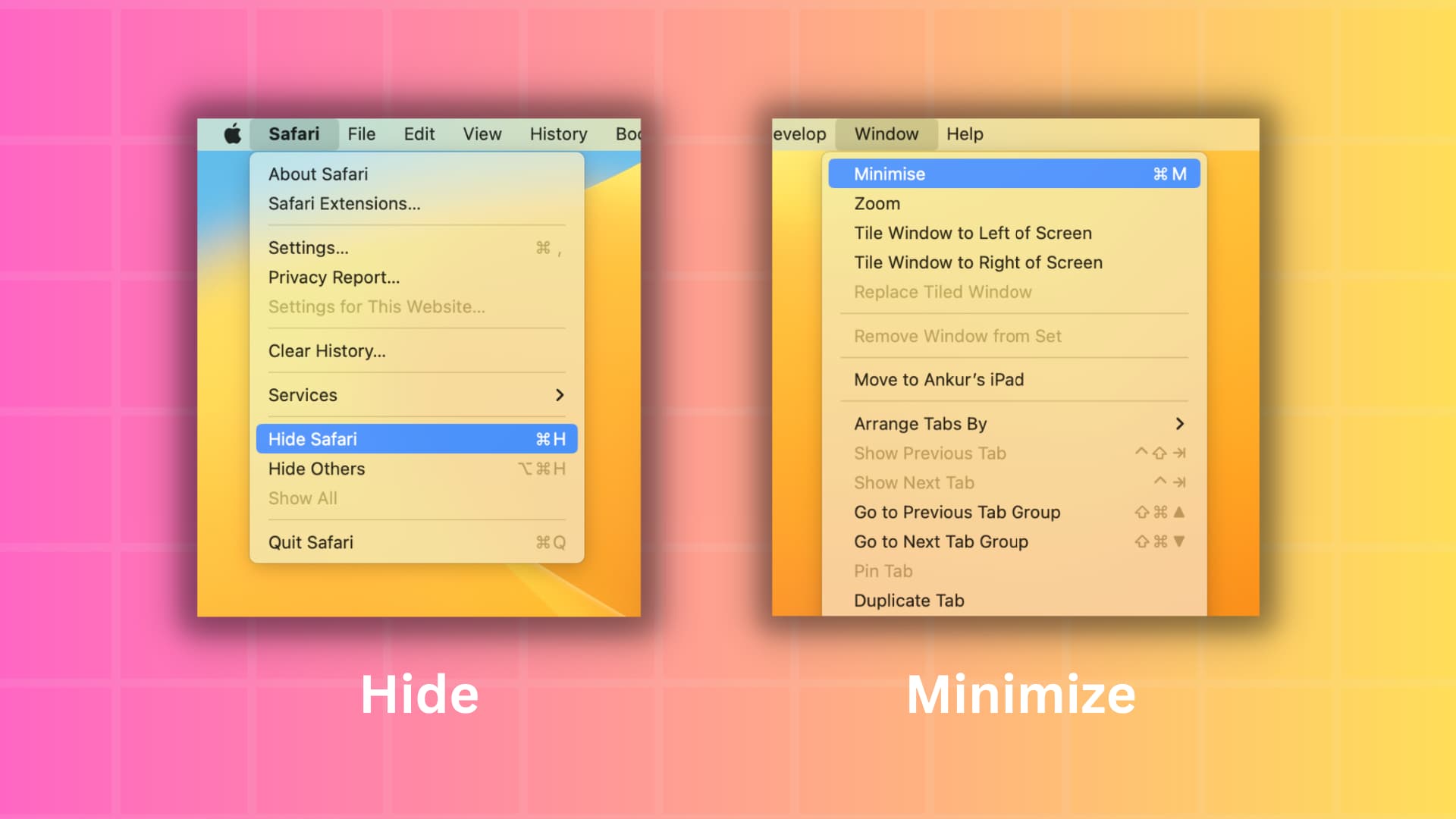 Hide and minimize apps on Mac