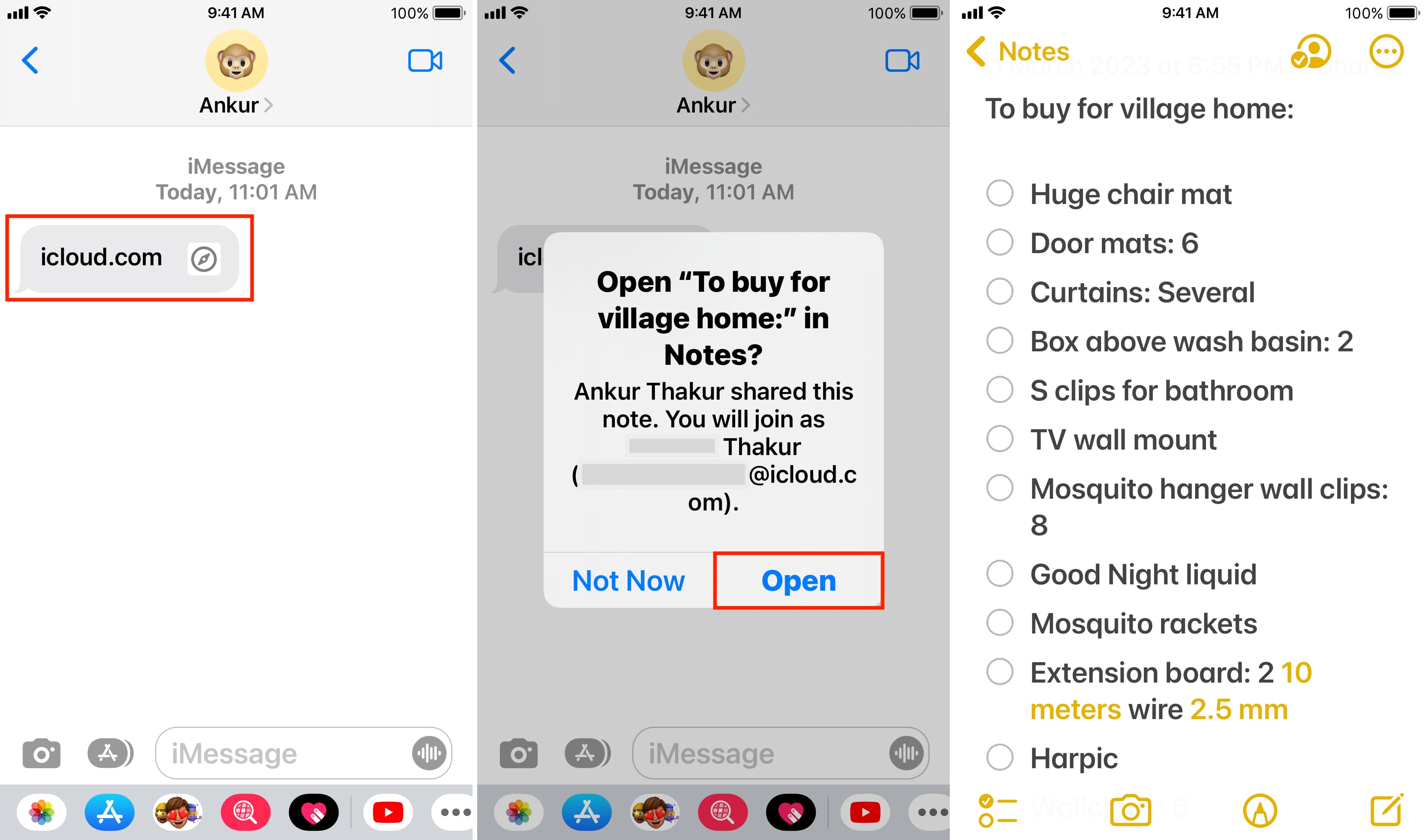How to view shared iCloud note on iPhone