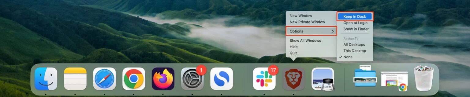How to make apps stay in the Dock on Mac