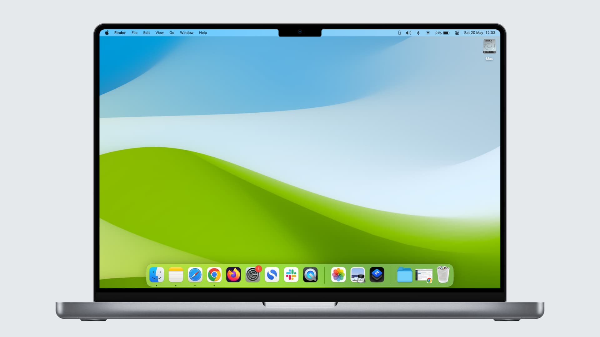 A green blue picture as MacBook's desktop wallpaper