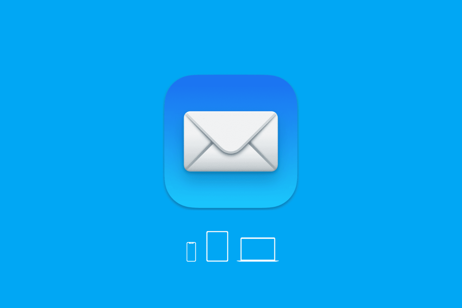 Mail app icon with illustrations for iPhone, iPad, and MacBook