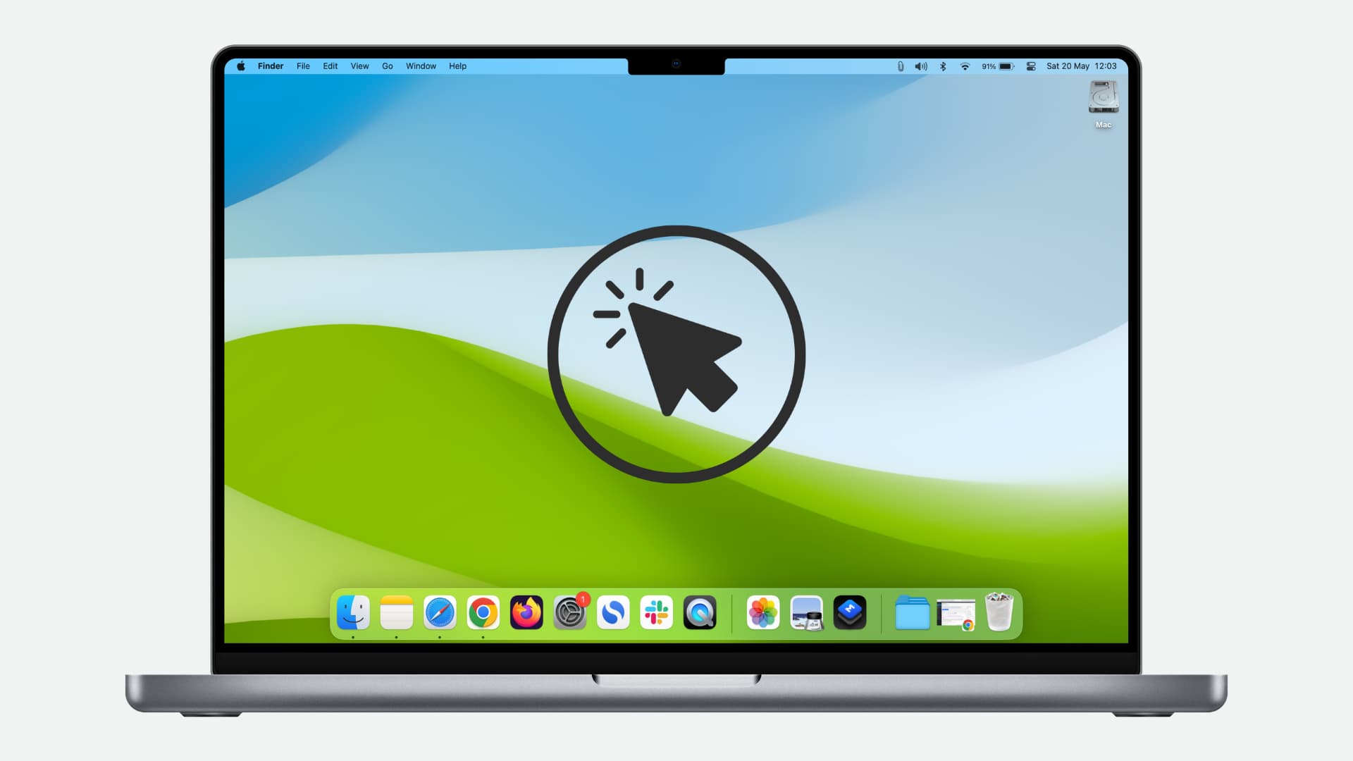 Illustration showing mouse pointer on a MacBook