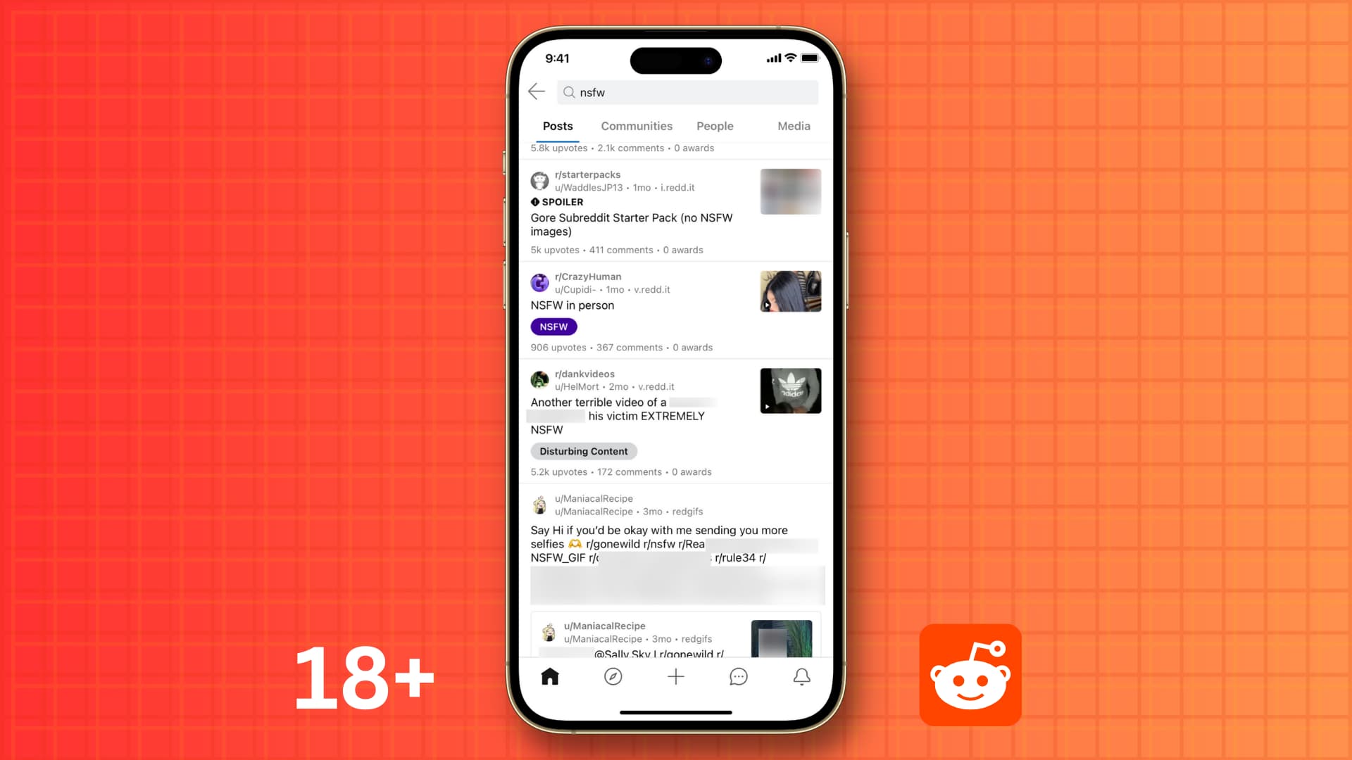 NSFW content on Reddit on iPhone