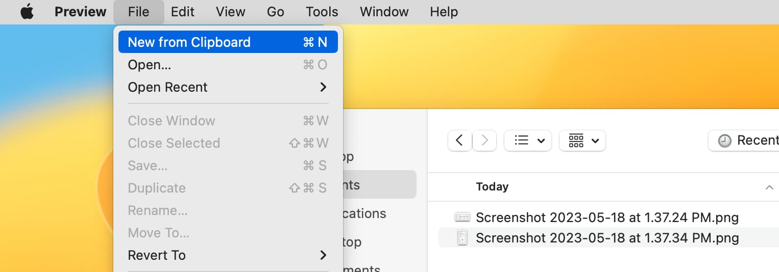 New from Clipboard in Preview on Mac