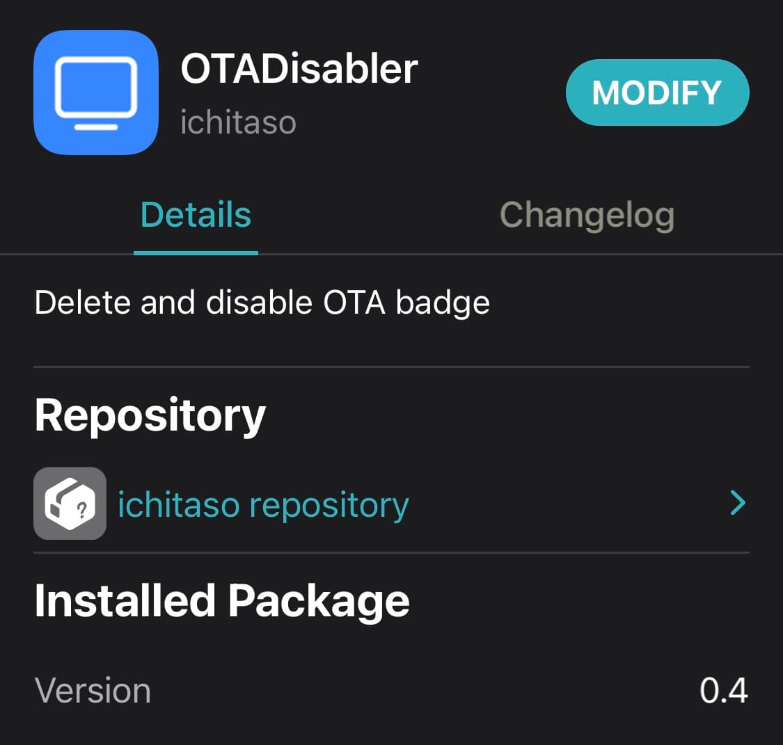 Ichitaso’s OTADisabler tweak updated for rootless so that Dopamine users can block OTA updates