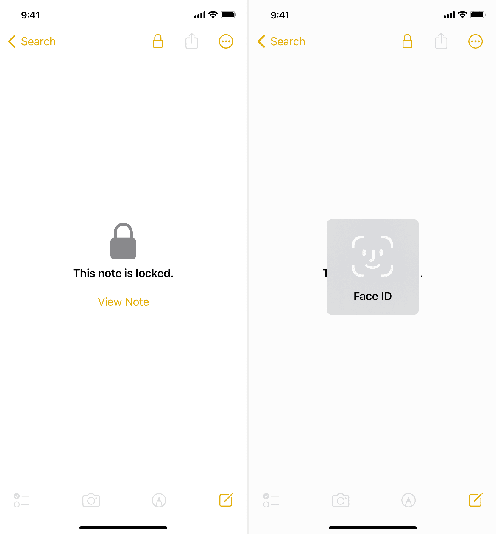 Password protected notes in iPhone Notes app