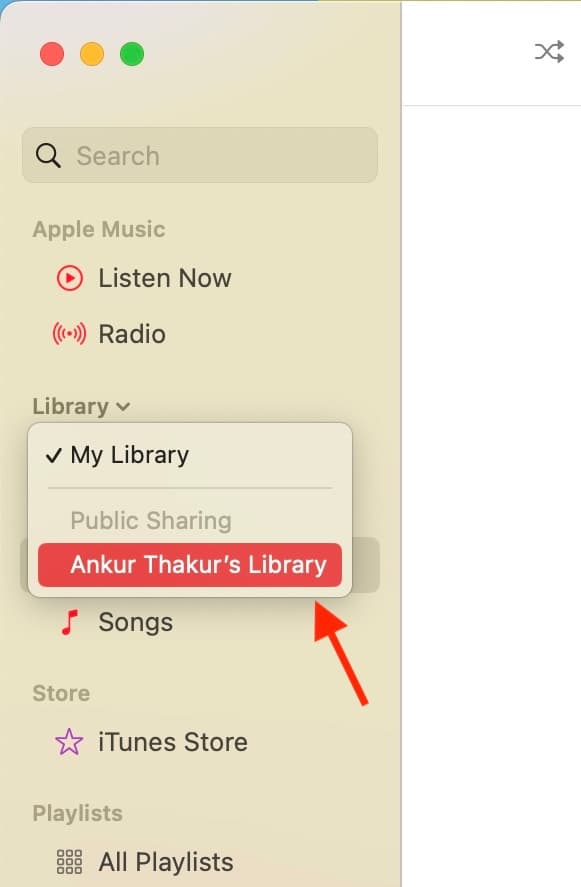 Public Sharing in Music app from one Mac to another Mac