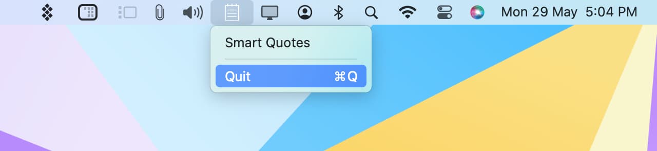Quit app from Mac menu bar