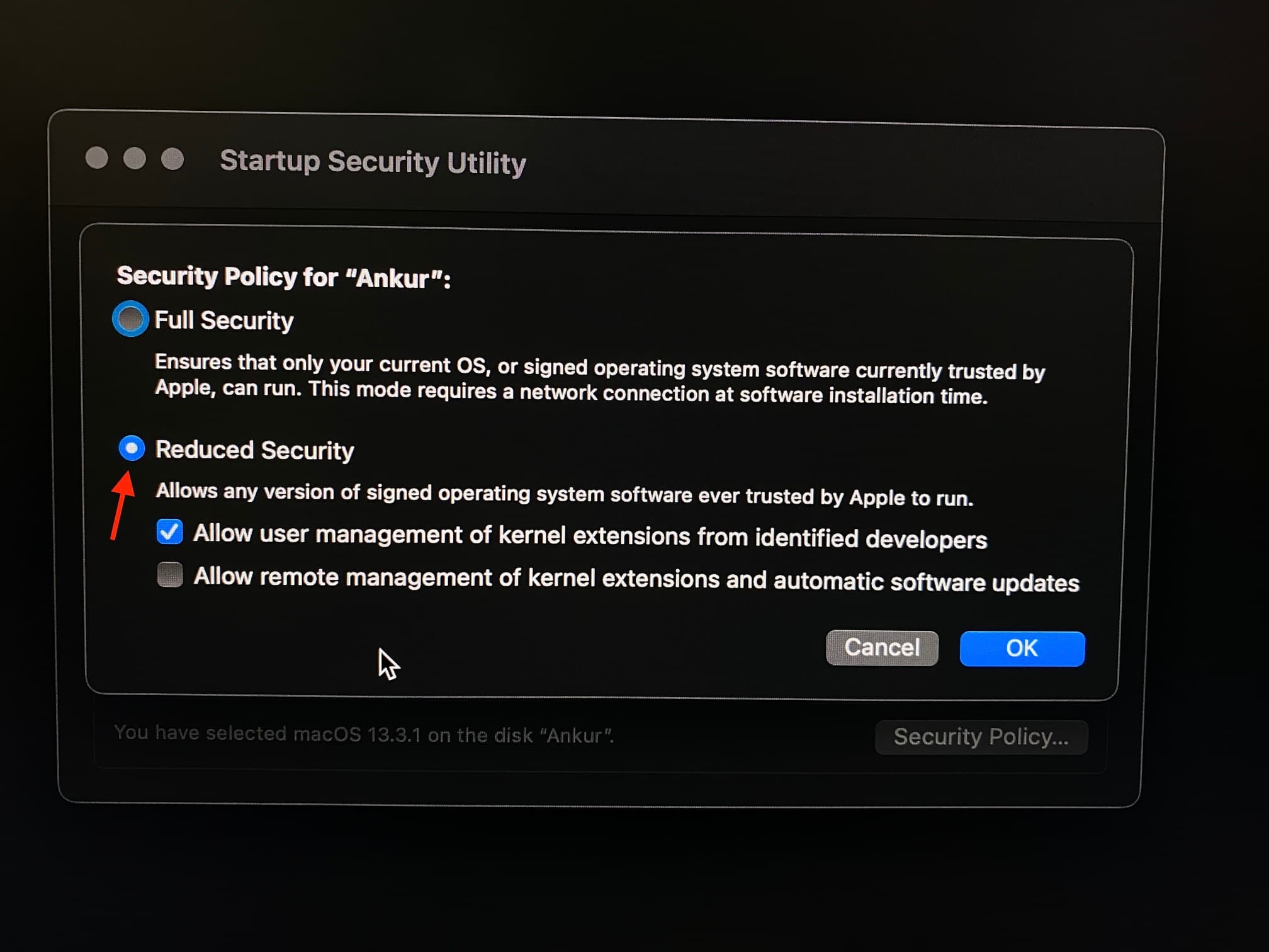 Reduced Security for Mac