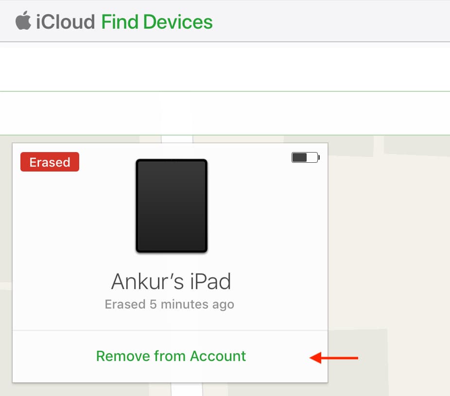 Remove erased device from your Apple ID account