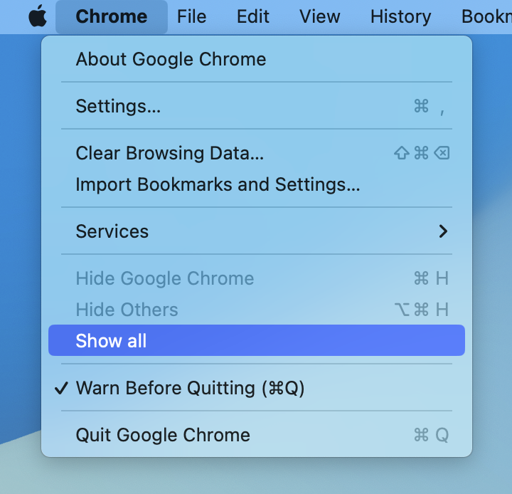 Show all hidden apps on Mac