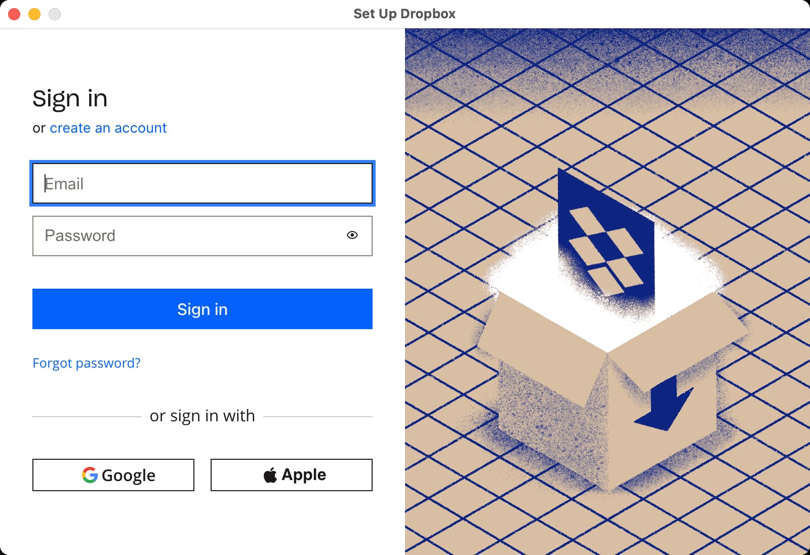 Sign in to Dropbox on Mac