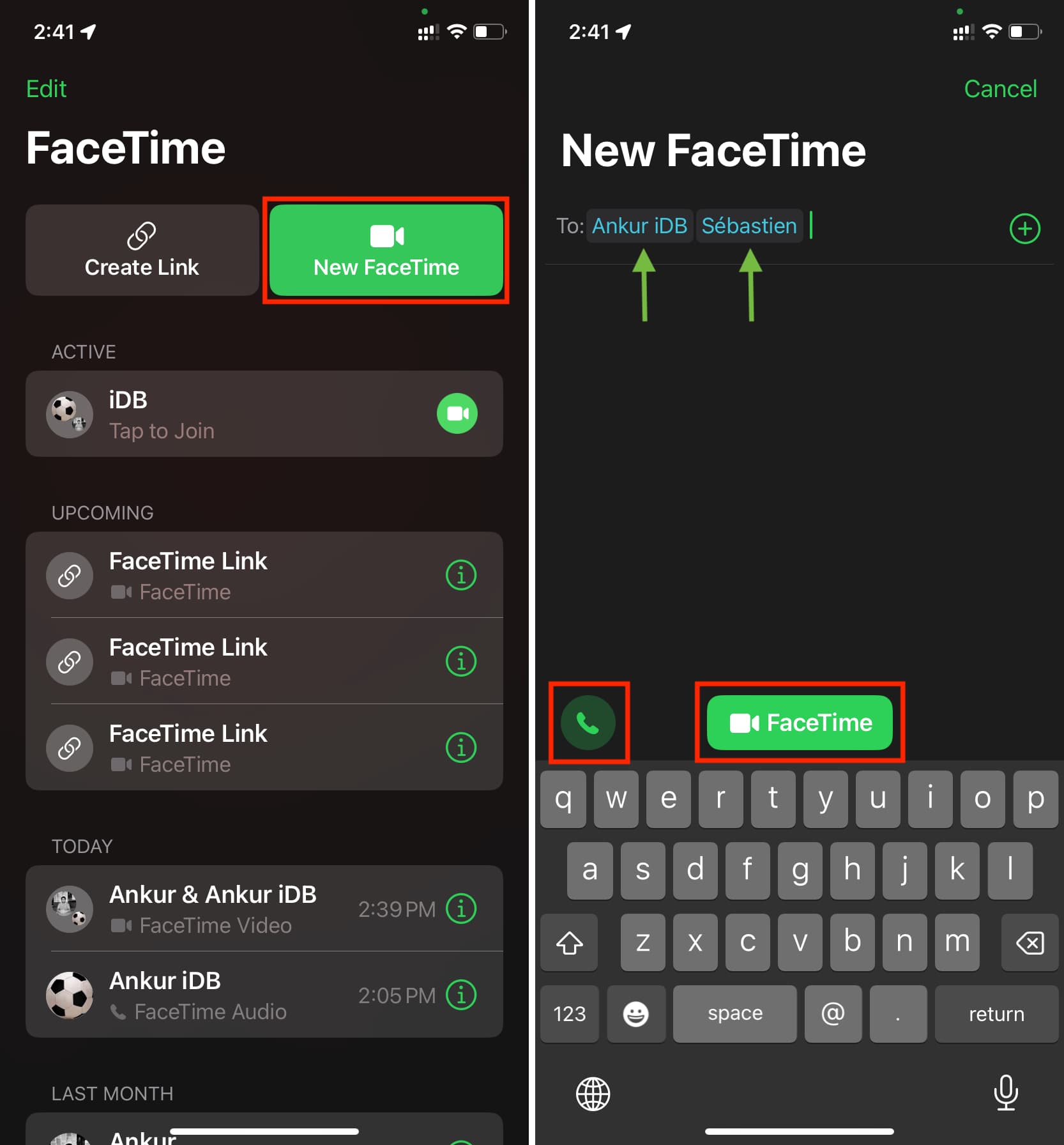 Start a new FaceTime group call from the FaceTime app on iPhone