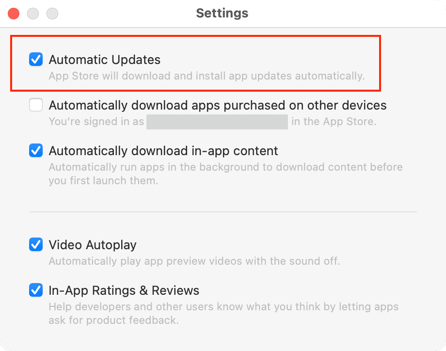 Turn on automatic app updates on Mac