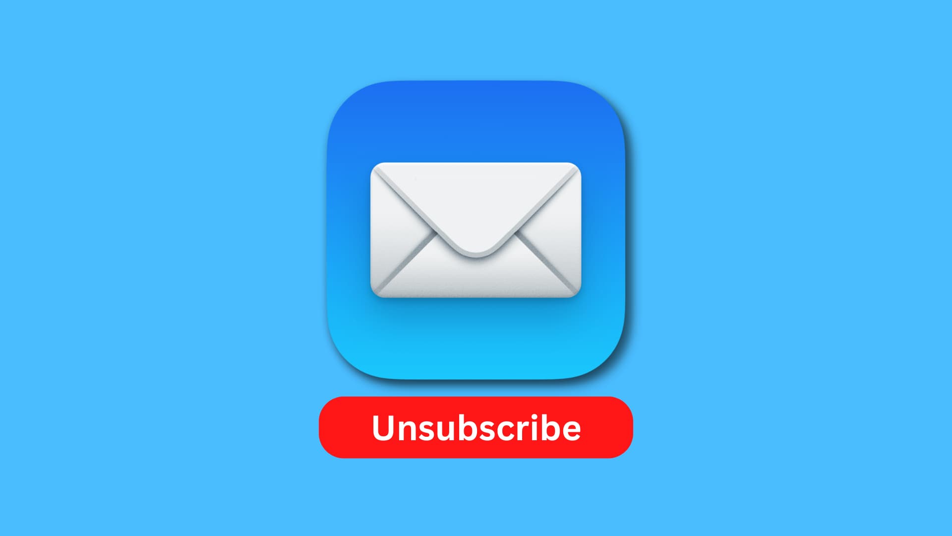 Apple Mail app icon with Unsubscribe button below it