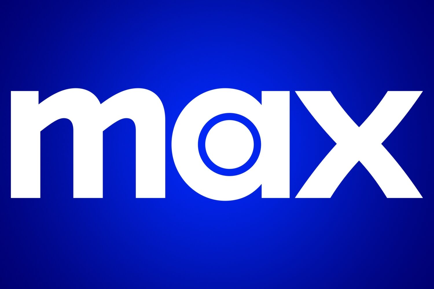 White Max streaming app logo set against a dark blue gradient background