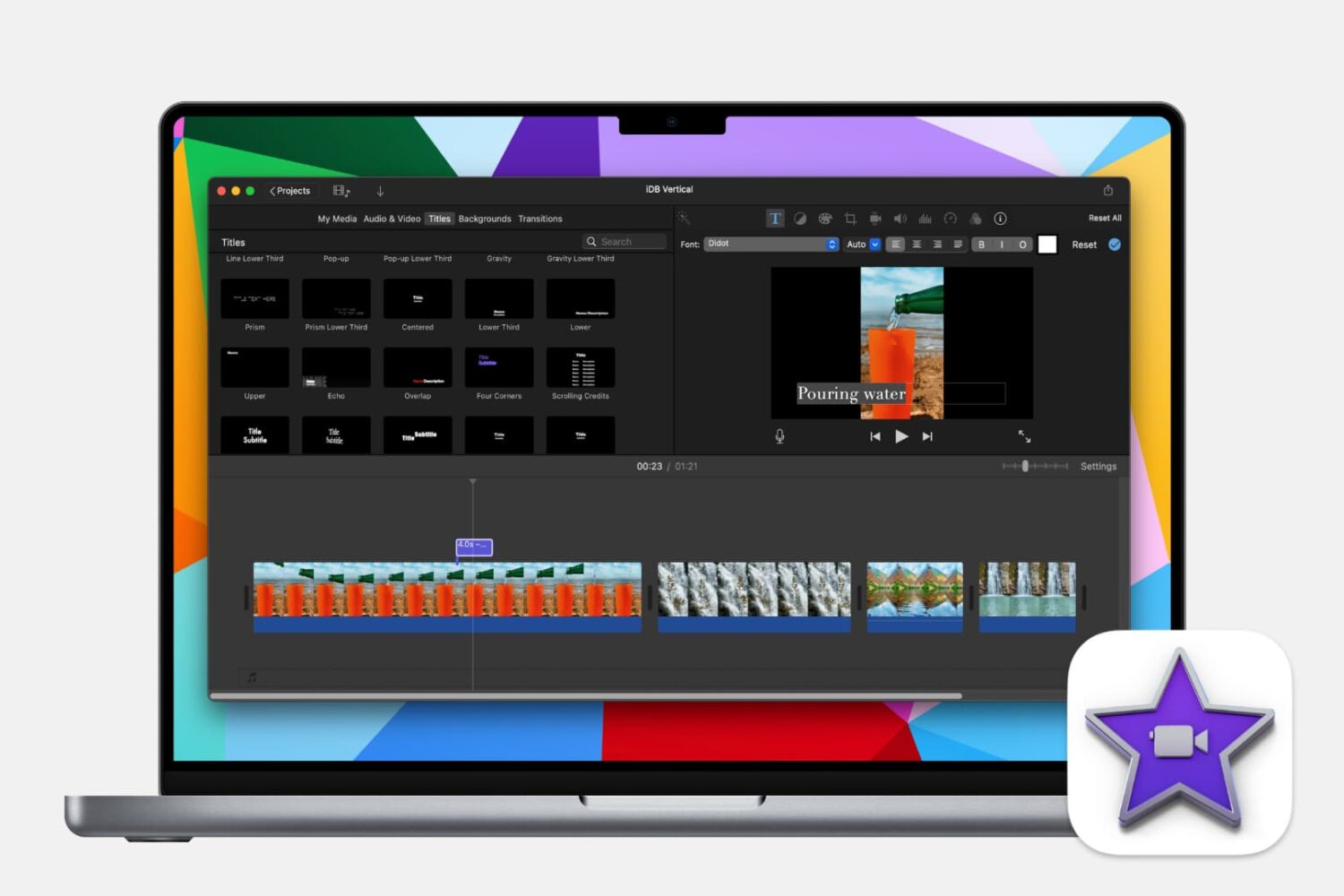 Titles in iMovie on Mac