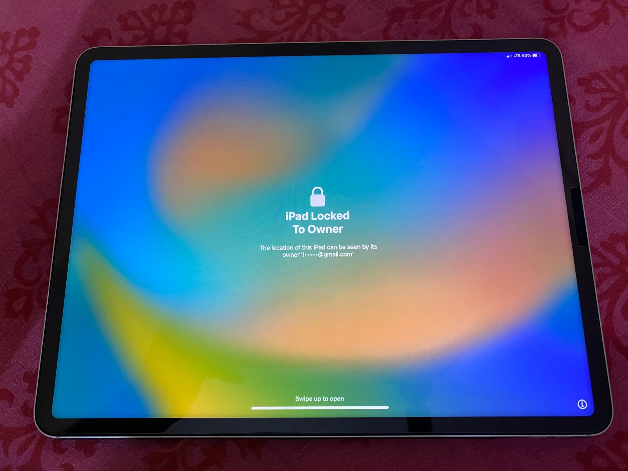 iPad Locked To Owner message on erased device due to Activation Lock