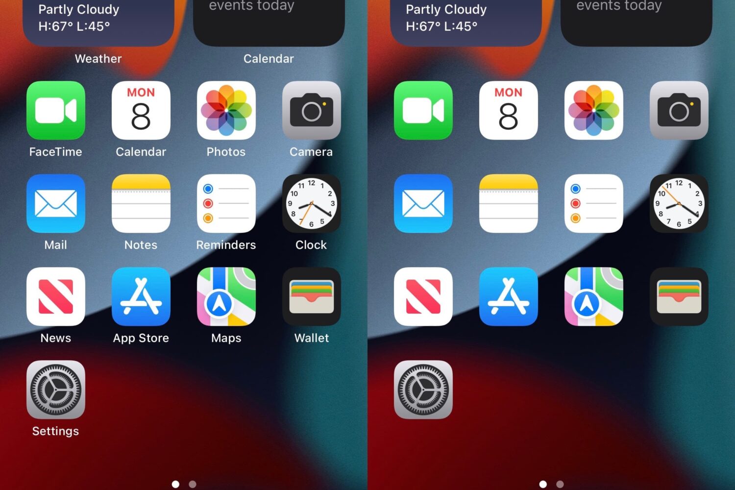 nolabel hides the app icon labels from the Home Screen.