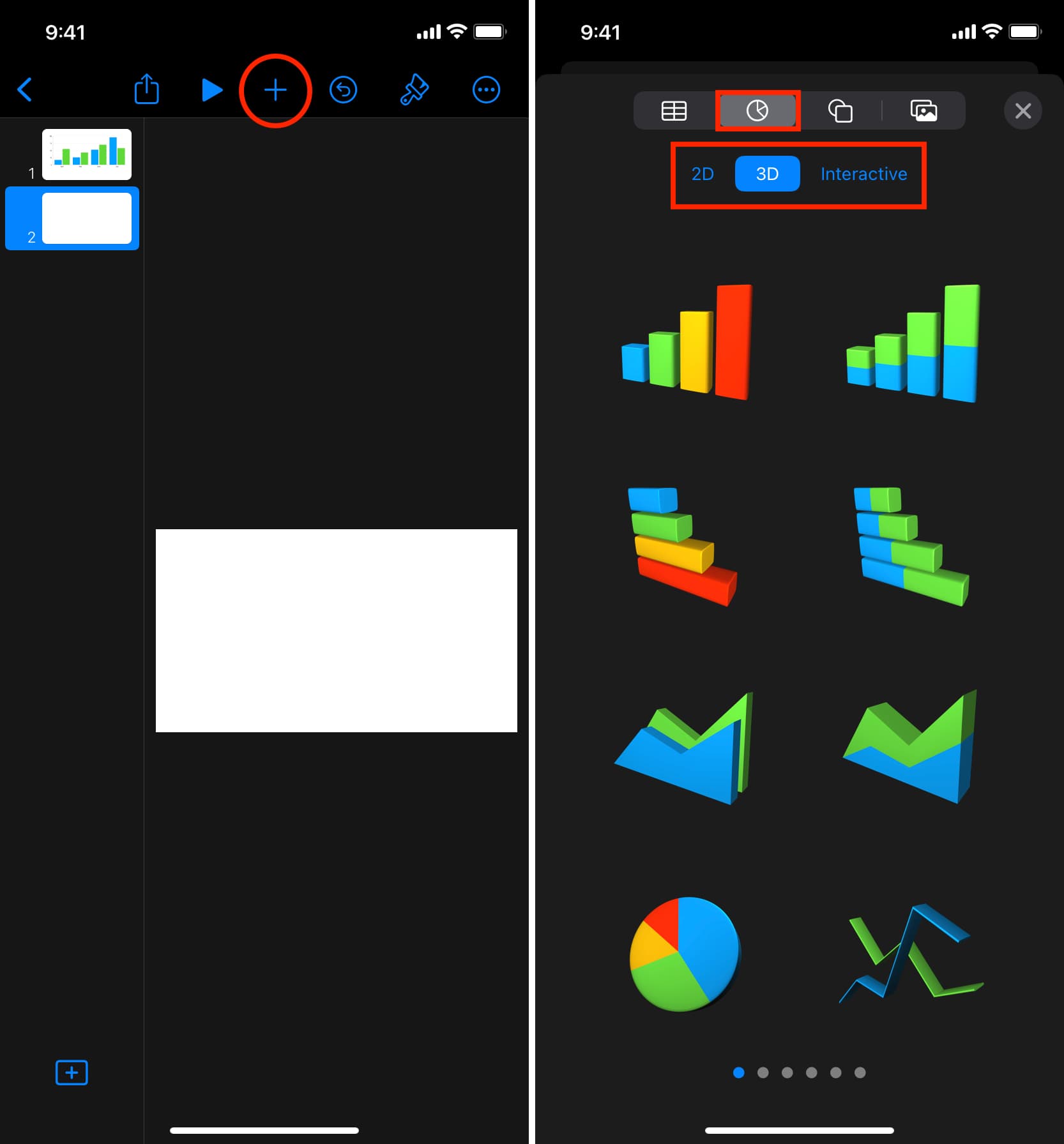 Add chart to Keynote on iPhone