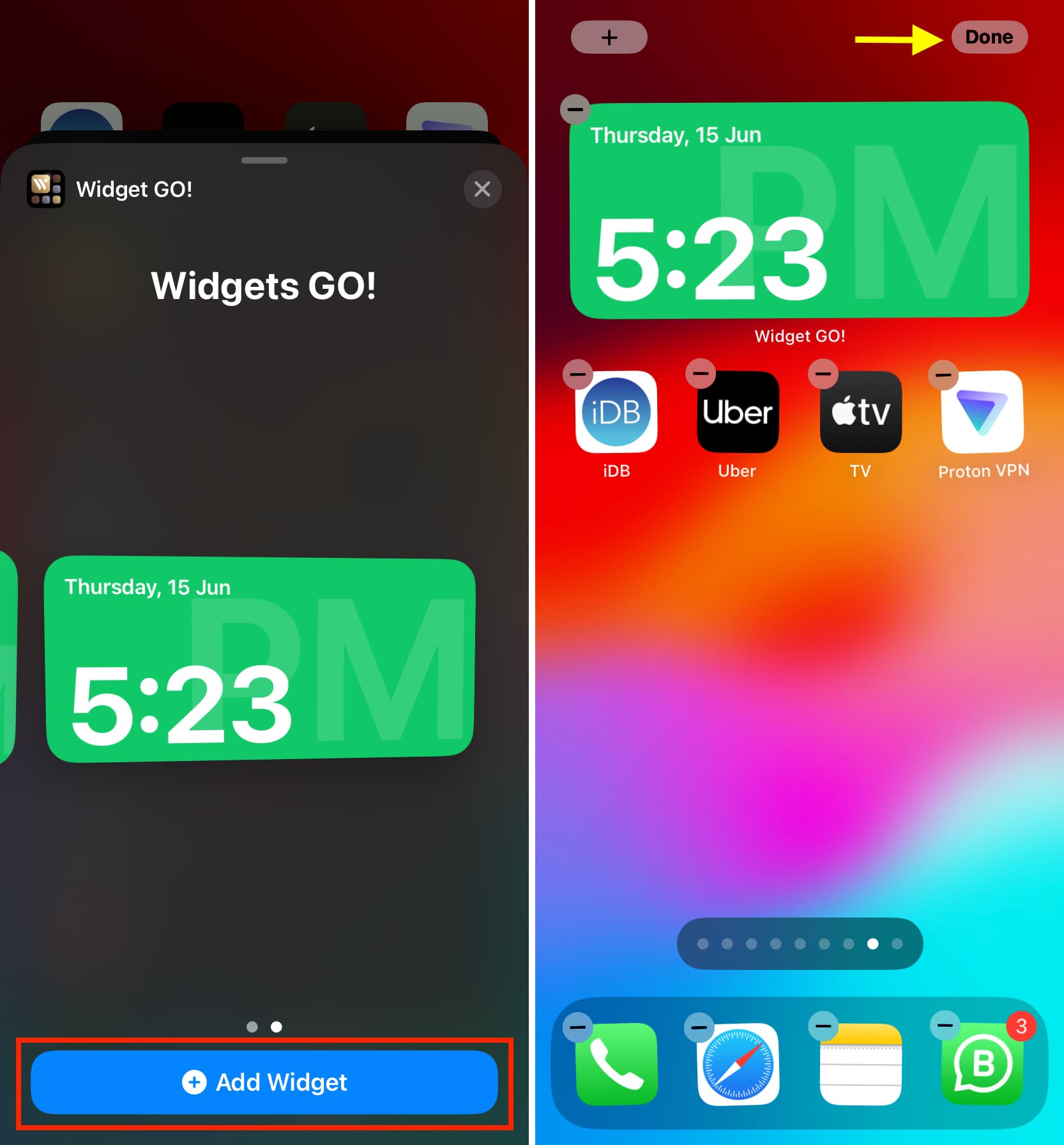 Add digital clock widget to iPhone Home Screen