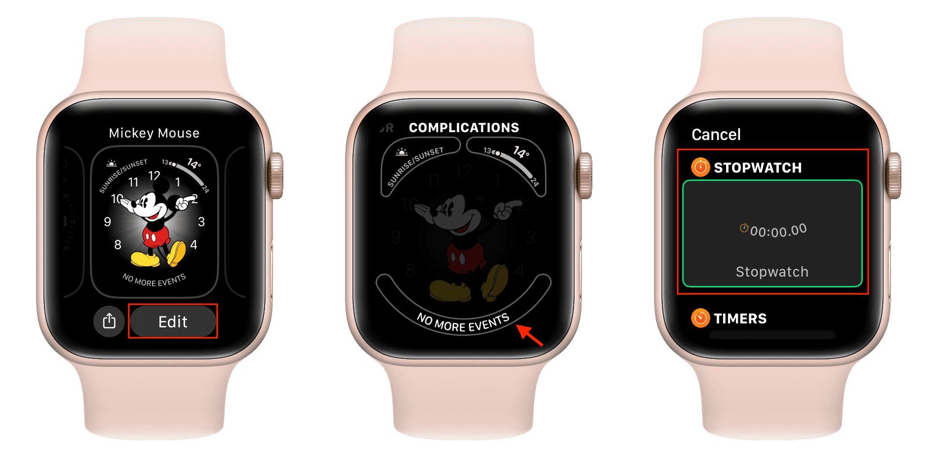 Adding Stopwatch complication to Mickey Mouse watch face