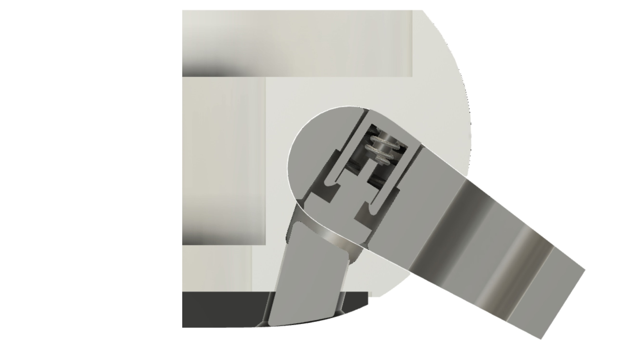Cutout rendering showing the internal spring and tooth system within the Apple Watch's band slot