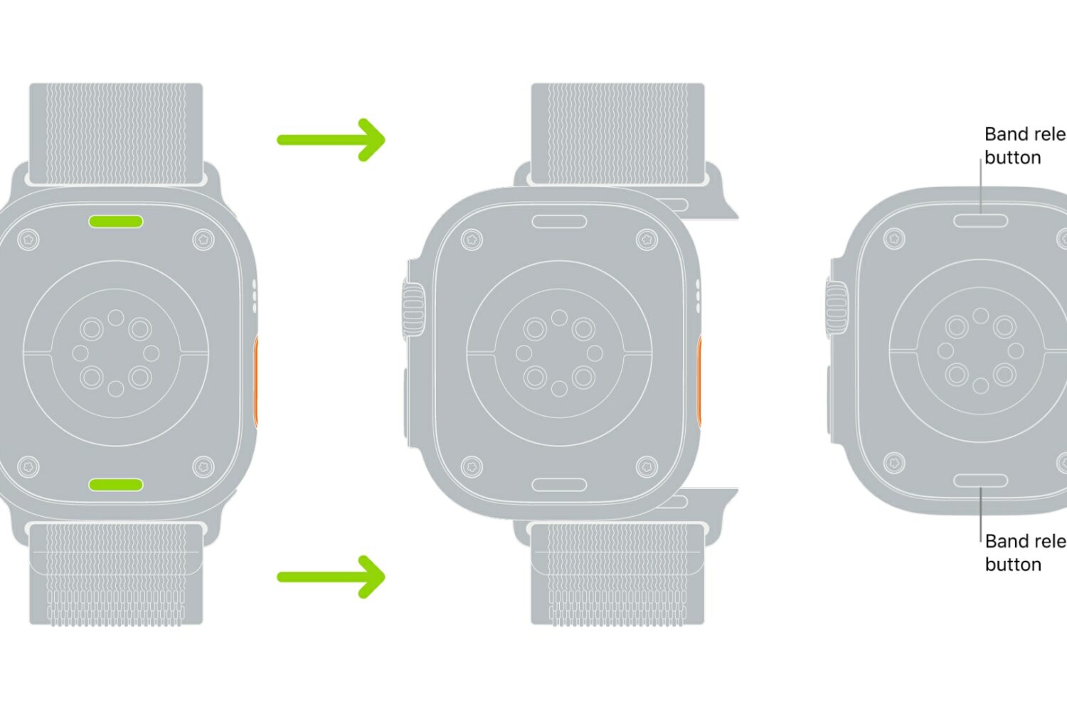 Illustration showing how to remove an Apple Watch band