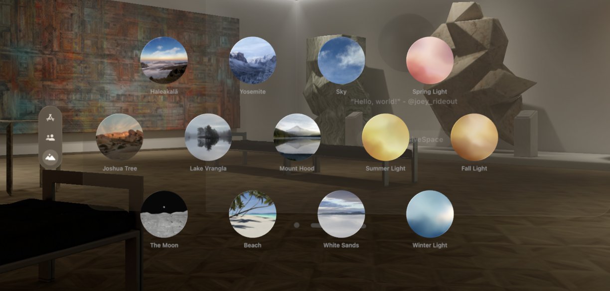 Icons showcasing the default 3D environments in visionOS