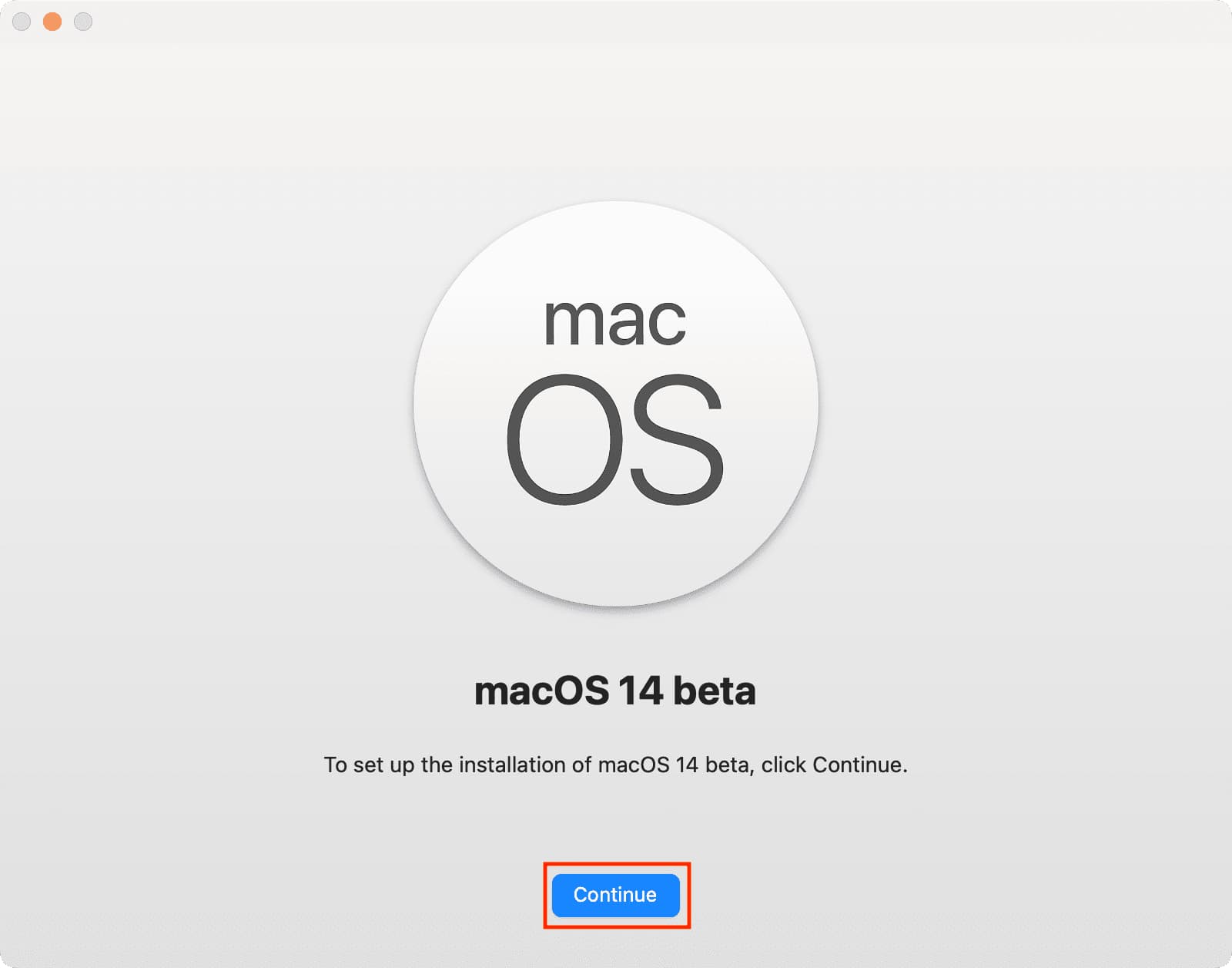 Click Continue to start macOS Sonoma installation