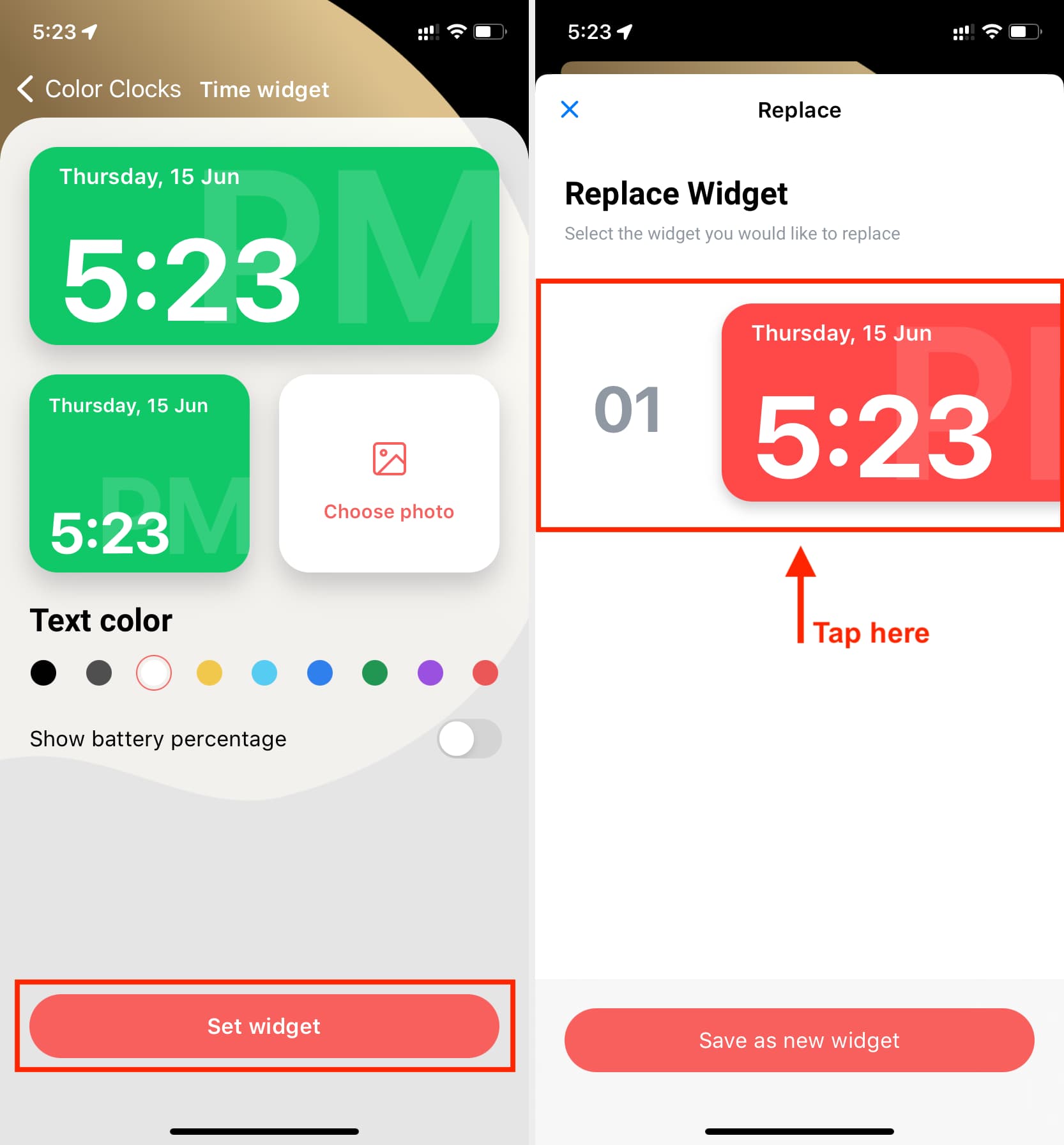 Customize digital clock for iPhone Home Screen