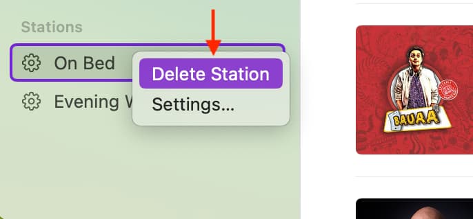 Delete Station in Podcasts app on Mac